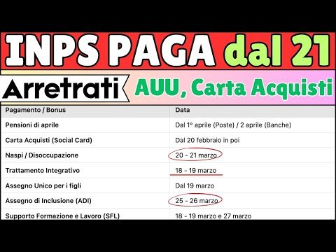 📢 INPS PAGA DAL 21 MARZO 2025: Assegno Unico, ADI, Carta Acquisti, SFL! ECCO LE DATE 📅